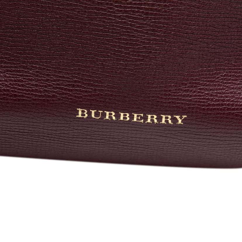 Burberry Medium Leather and House Check Banner Satchel Red Leather Good condition - Box View