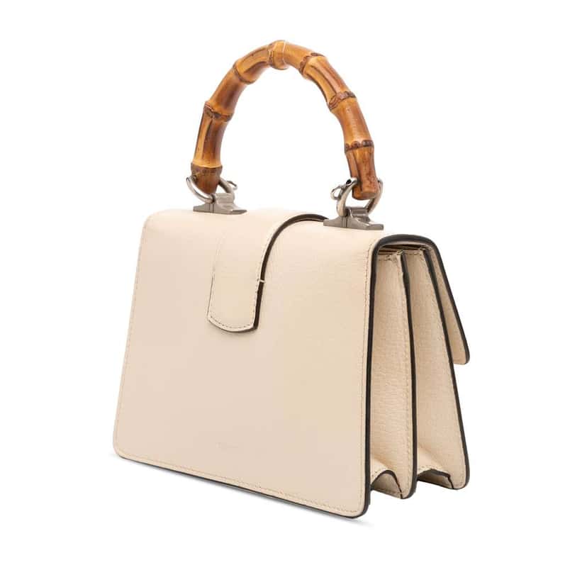 Gucci Mini Leather Bamboo Dionysus Web Satchel White Leather Good condition - Back View