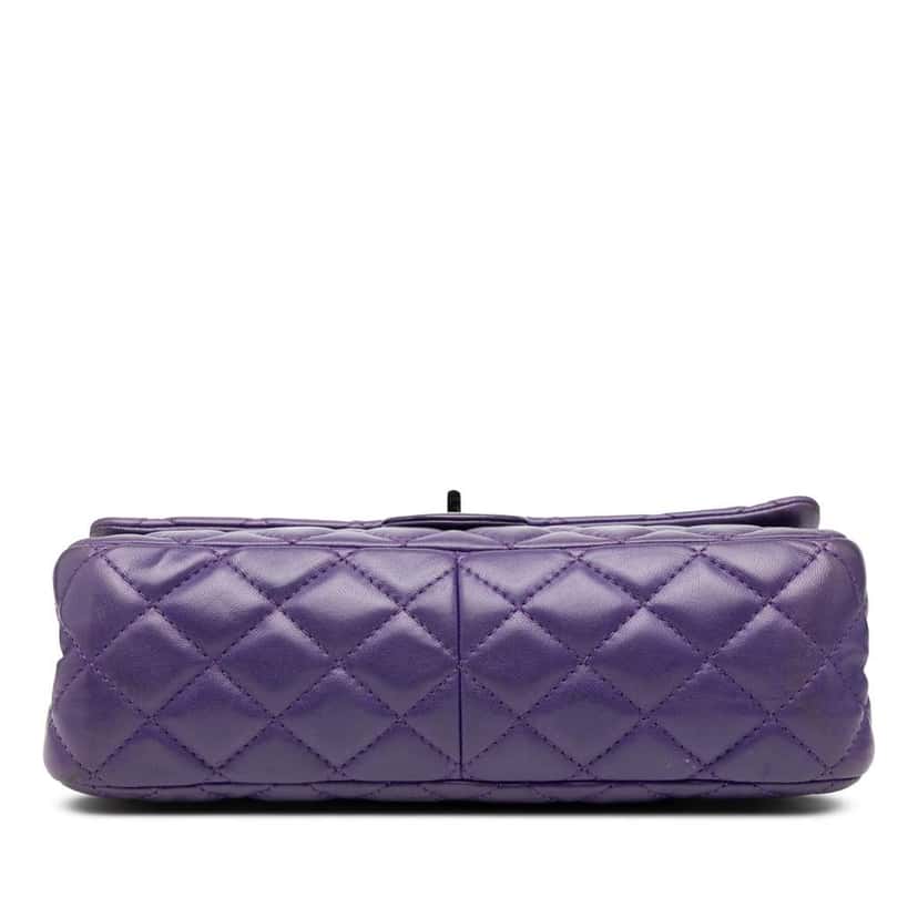 Chanel Quilted Lambskin Reissue 2.55 Double Flap 226 Purple Leather Good condition - Inside View