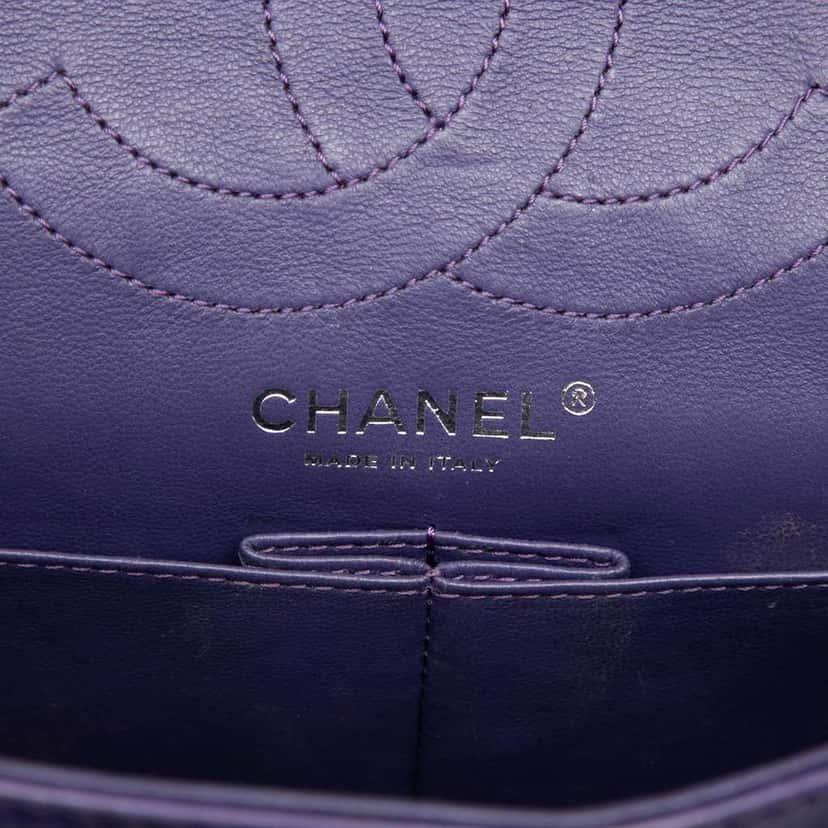 Chanel Quilted Lambskin Reissue 2.55 Double Flap 226 Purple Leather Good condition - Box View