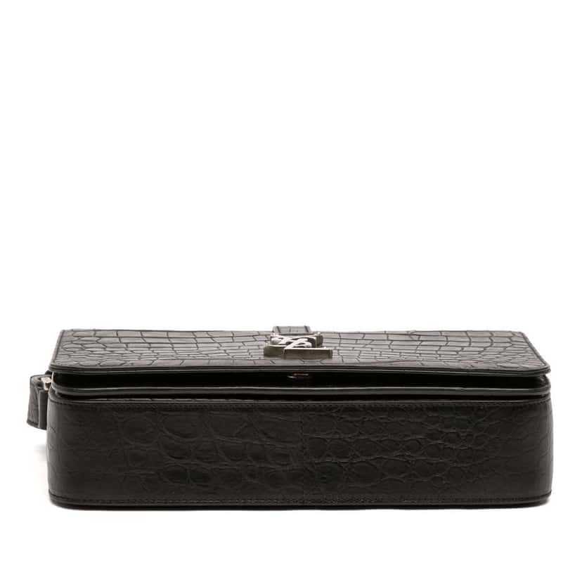 Saint Laurent Medium Croc Embossed Leather Monogram Universite Crossbody Black Leather Good condition - Inside View