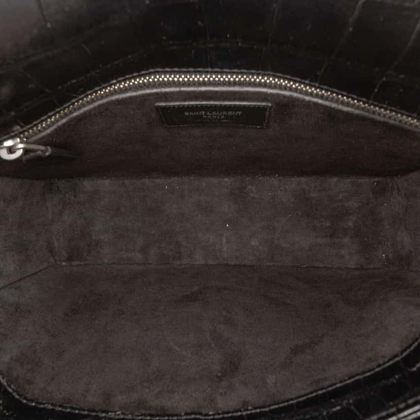 Saint Laurent Medium Croc Embossed Leather Monogram Universite Crossbody Black Leather Good condition - Model View