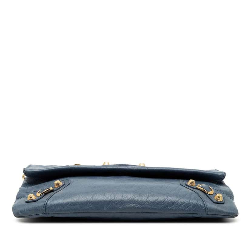 Balenciaga Lambskin Motocross Giant 12 Envelope Clutch With Strap Blue Leather Good condition - Inside View