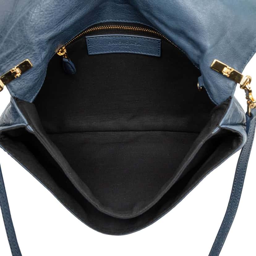 Balenciaga Lambskin Motocross Giant 12 Envelope Clutch With Strap Blue Leather Good condition - Model View