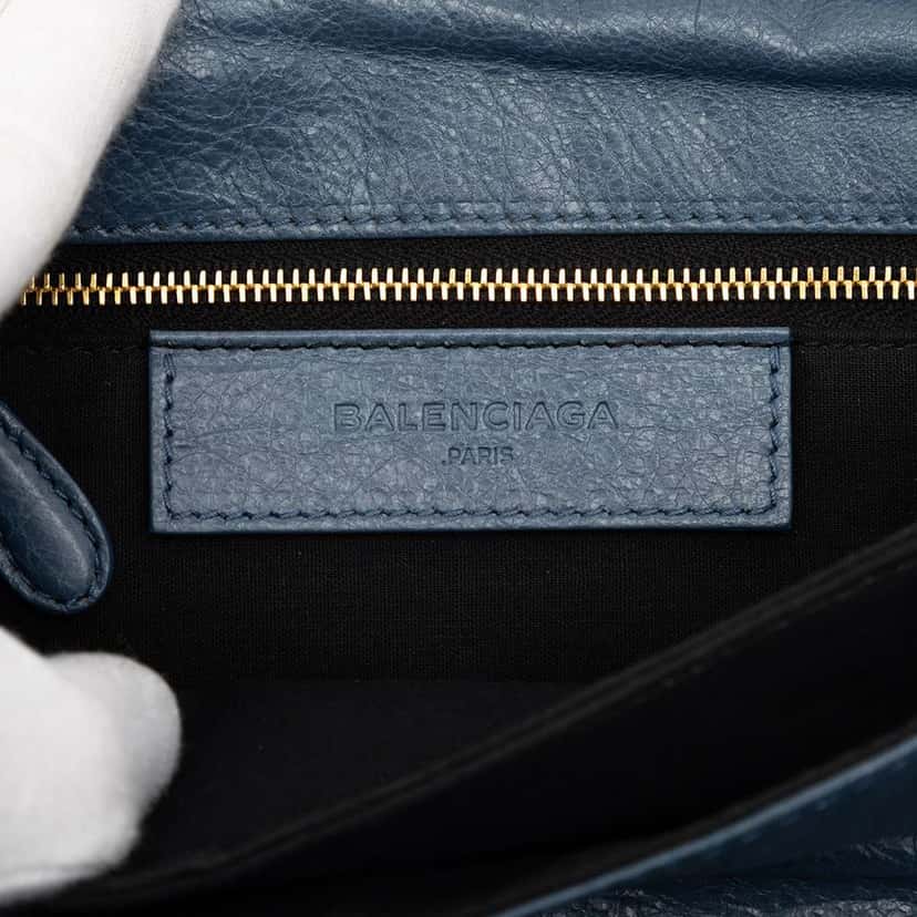 Balenciaga Lambskin Motocross Giant 12 Envelope Clutch With Strap Blue Leather Good condition - Box View