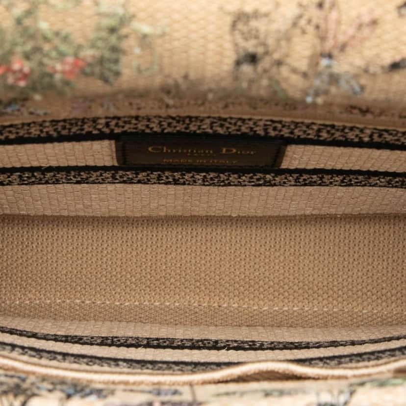 Dior Medium Embroidered Canvas Lady D Lite Brown Canvas Good condition - Model View