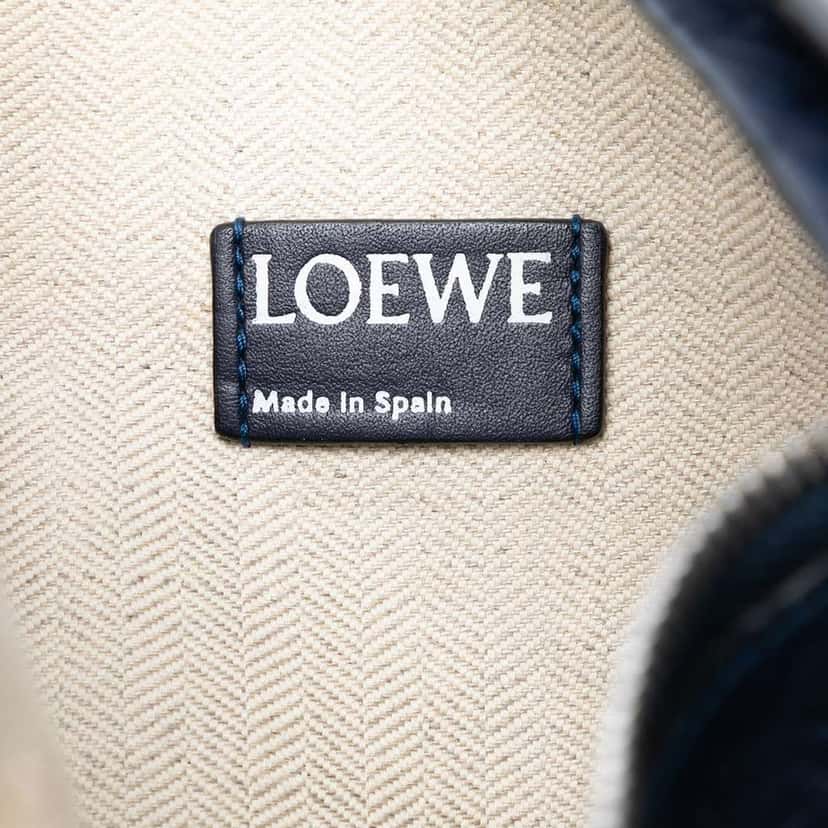 Loewe Embossed Leather Anagram Repeat T Clutch Blue Leather Good condition - Box View