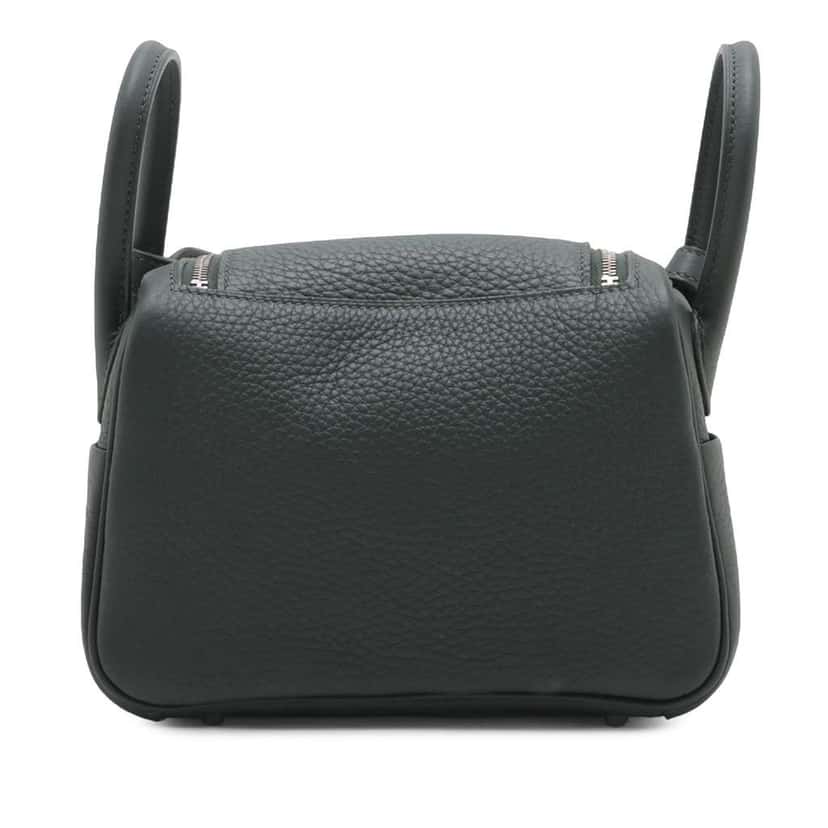 Hermès Mini Clemence Lindy 20 Green Leather Good condition - Back View