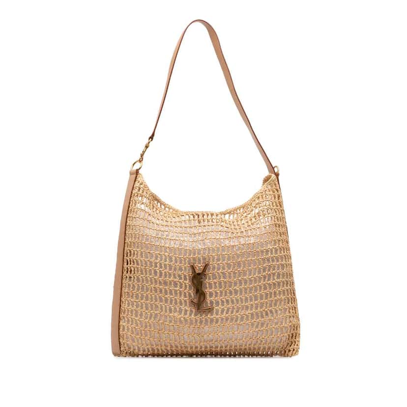 Saint Laurent Crochet Raffia Oxalis Shoulder Bag Brown Good condition - Front View