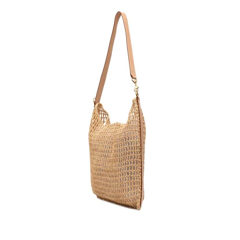 Saint Laurent Crochet Raffia Oxalis Shoulder Bag Brown Good condition - Back View