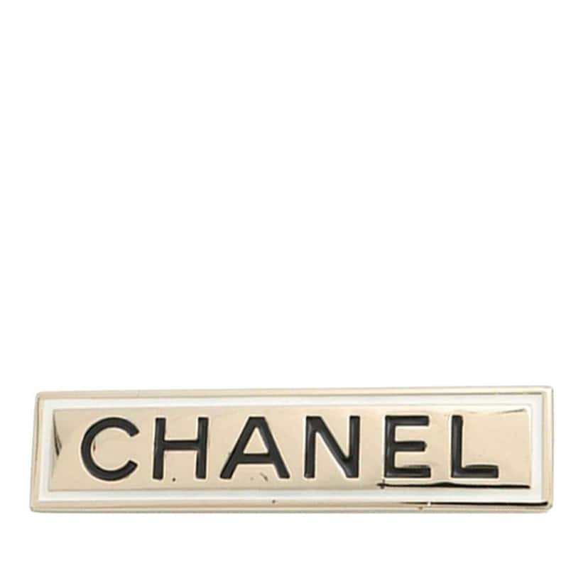 Chanel Gold Plated Logo Plate Brooch Gold Metal Good condition - Front View