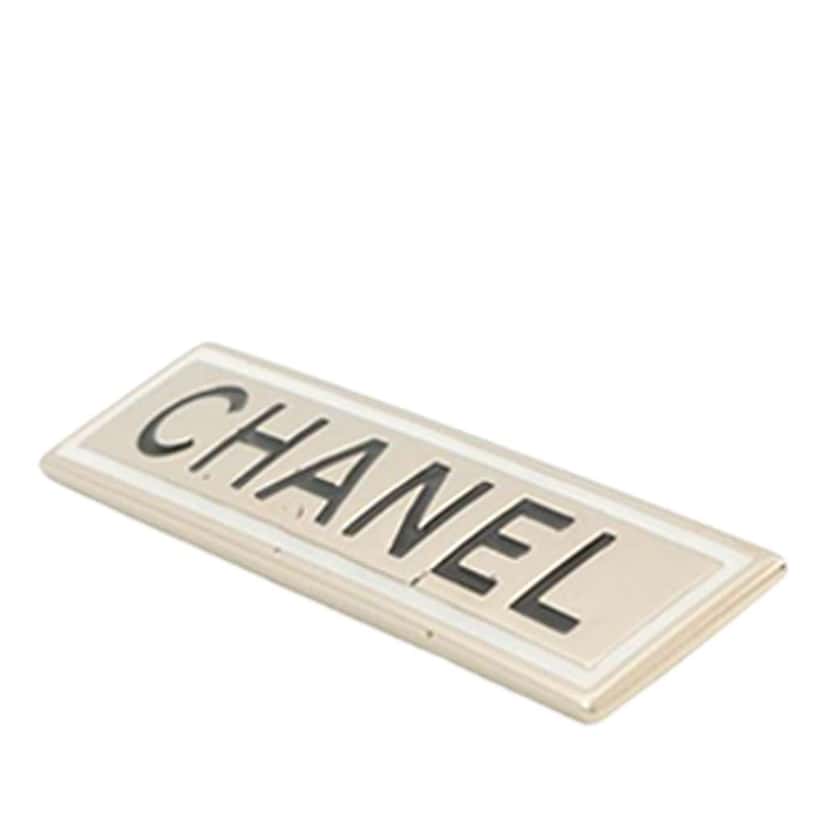 Chanel Gold Plated Logo Plate Brooch Gold Metal Good condition - Back View