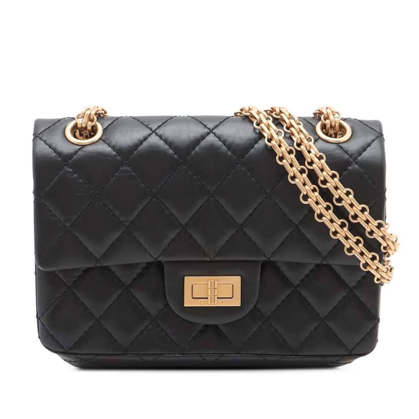 Chanel Mini Reissue 2.55 Quilted Aged Calfskin Single Flap Black Leather Good condition - Front View
