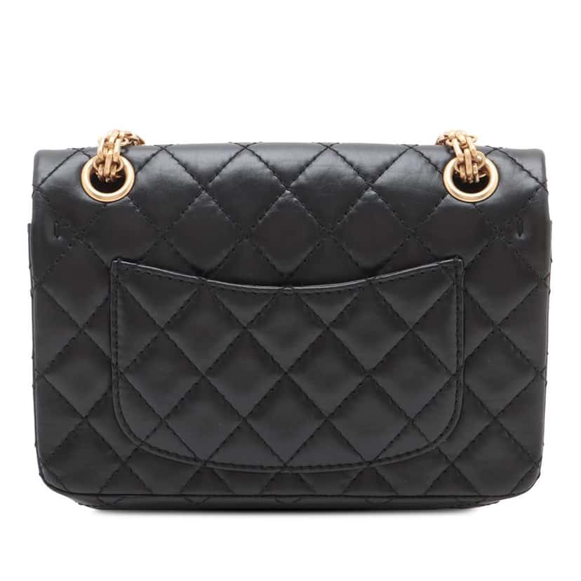 Chanel Mini Reissue 2.55 Quilted Aged Calfskin Single Flap Black Leather Good condition - Back View