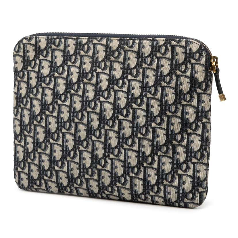 Dior Oblique Canvas Clutch Blue Canvas Good condition - Back View