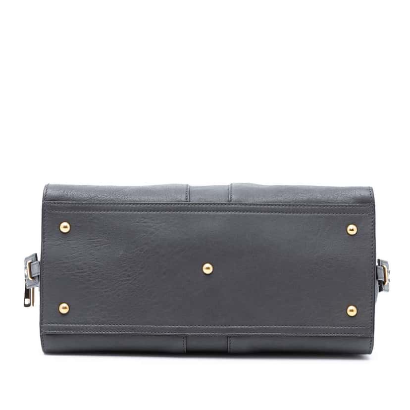 Saint Laurent Medium Leather Cabas Chyc Satchel Grey Leather Good condition - Inside View