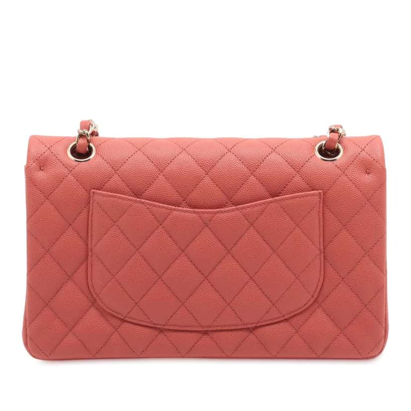 Chanel Medium Classic Caviar Double Flap Pink Leather Good condition - Back View