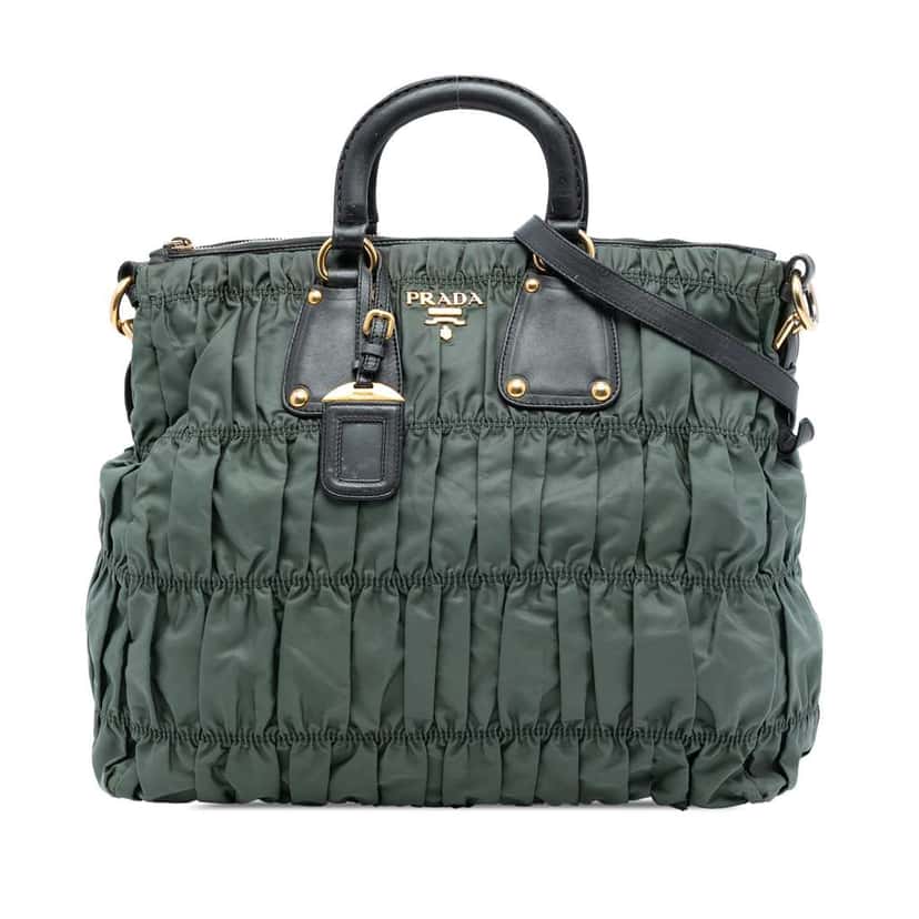 Prada Tessuto Gaufre Tote Green Good condition - Front View