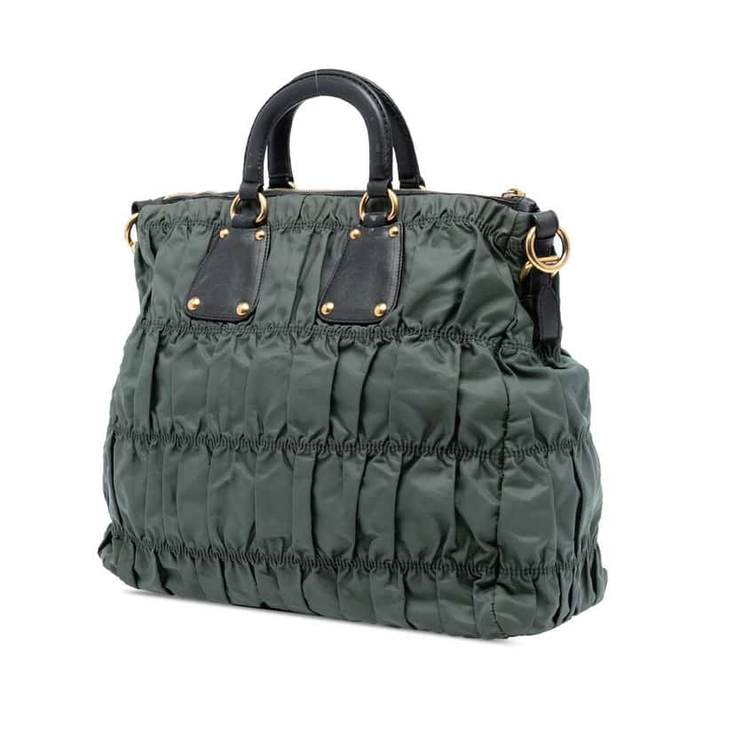 Prada Tessuto Gaufre Tote Green Good condition - Back View