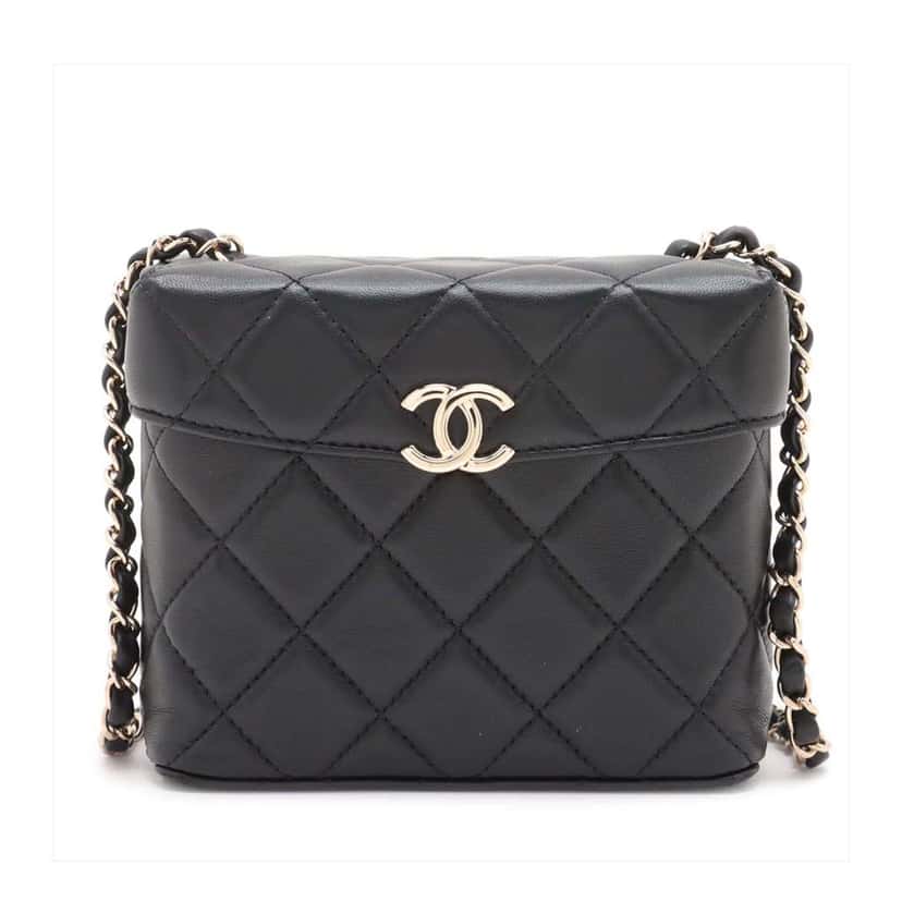 Chanel Small CC Quilted Lambskin Secret Box Bag Black Leather Good condition - Front View