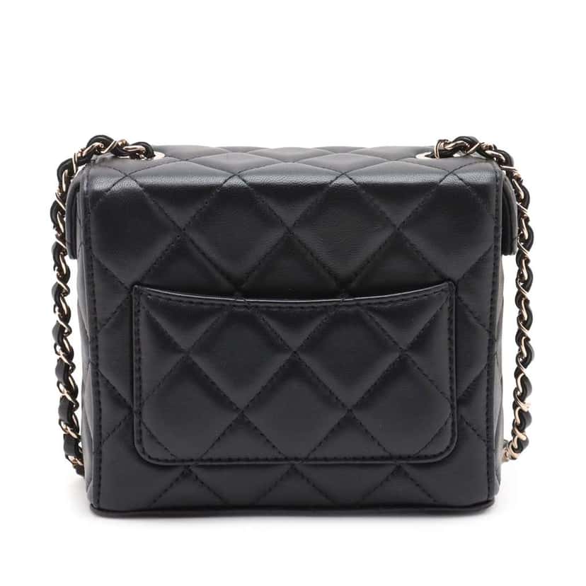 Chanel Small CC Quilted Lambskin Secret Box Bag Black Leather Good condition - Back View