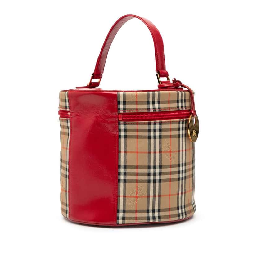 Burberry Haymarket Check Canvas Vanity Bag Brown Canvas Good condition - Back View