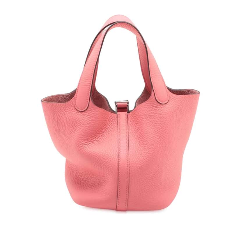 Hermès Clemence Picotin Lock 18 Pink Leather Good condition - Back View