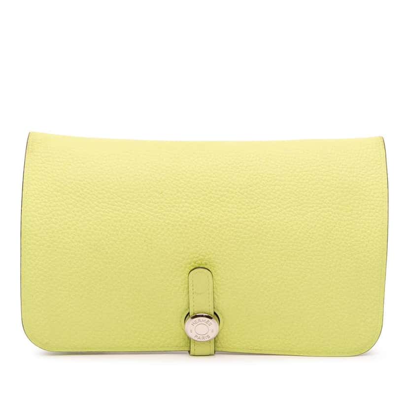 Hermès Togo Dogon Duo Wallet GM Yellow Leather Good condition - Front View