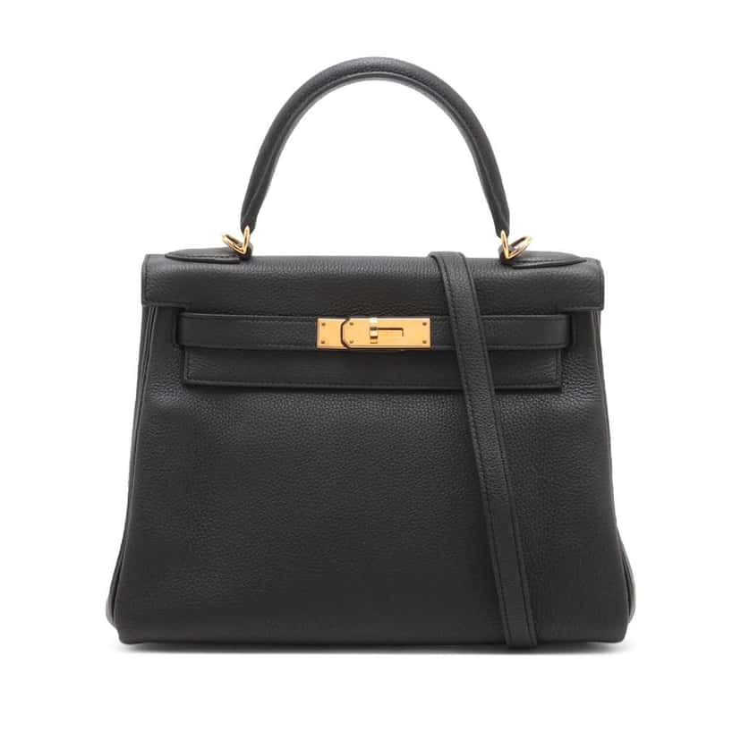 Hermès Togo Kelly II Retourne 28 Black Leather Good condition - Front View