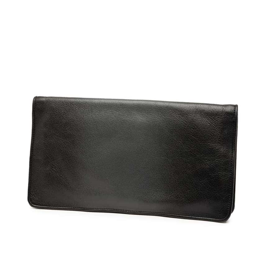 Bottega Veneta Leather Turn Lock Clutch Black Leather Very good condition - Back View