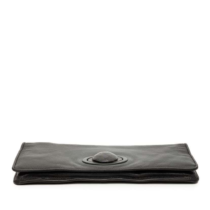 Bottega Veneta Leather Turn Lock Clutch Black Leather Very good condition - Inside View
