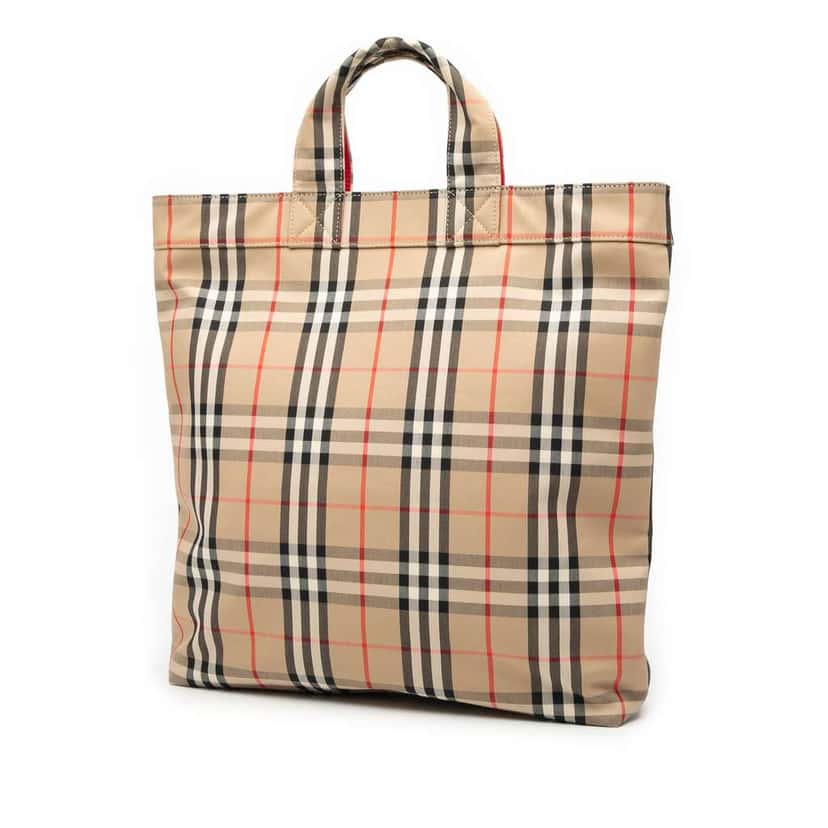 Burberry House Check Nylon Artie Satchel Brown Very good condition - Back View
