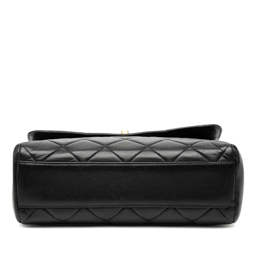 Chanel Small Square Lambskin Straight Single Flap Black Leather Very good condition - Inside View