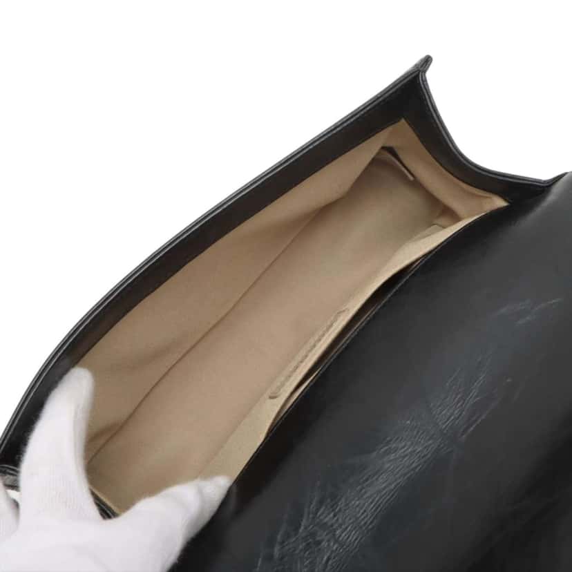 Chanel Old Medium Chevron Crumpled Calfskin Embellished Boy Flap Black Leather Good condition - Inside View