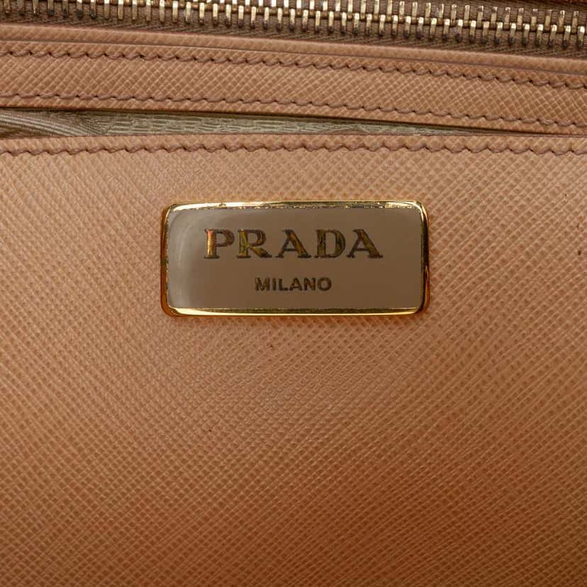 Prada Large Saffiano Lux Promenade Satchel Brown Leather Good condition - Box View