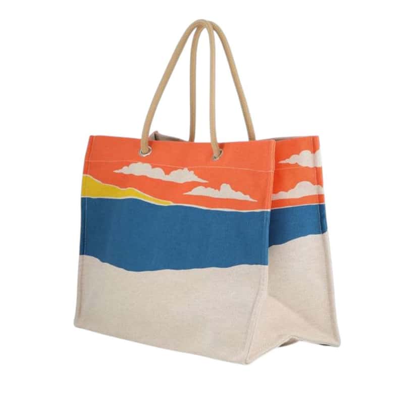 Hermès Toile Escale a la Plage Beach Bag Brown Canvas Good condition - Back View