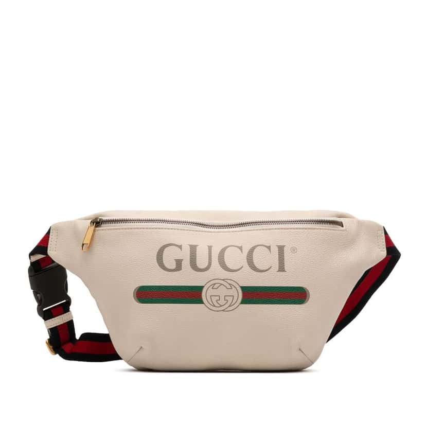 Gucci Leather Logo Belt Bag White Leather Very good condition - Front View
