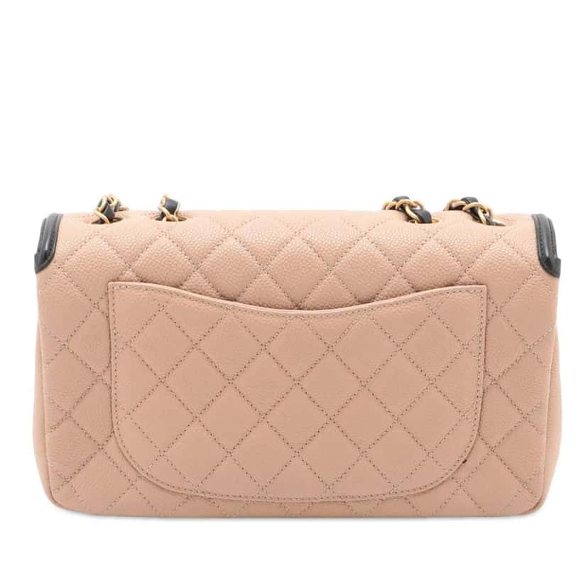 Chanel Medium Bicolor Caviar CC Filigree Flap Brown Leather Good condition - Back View