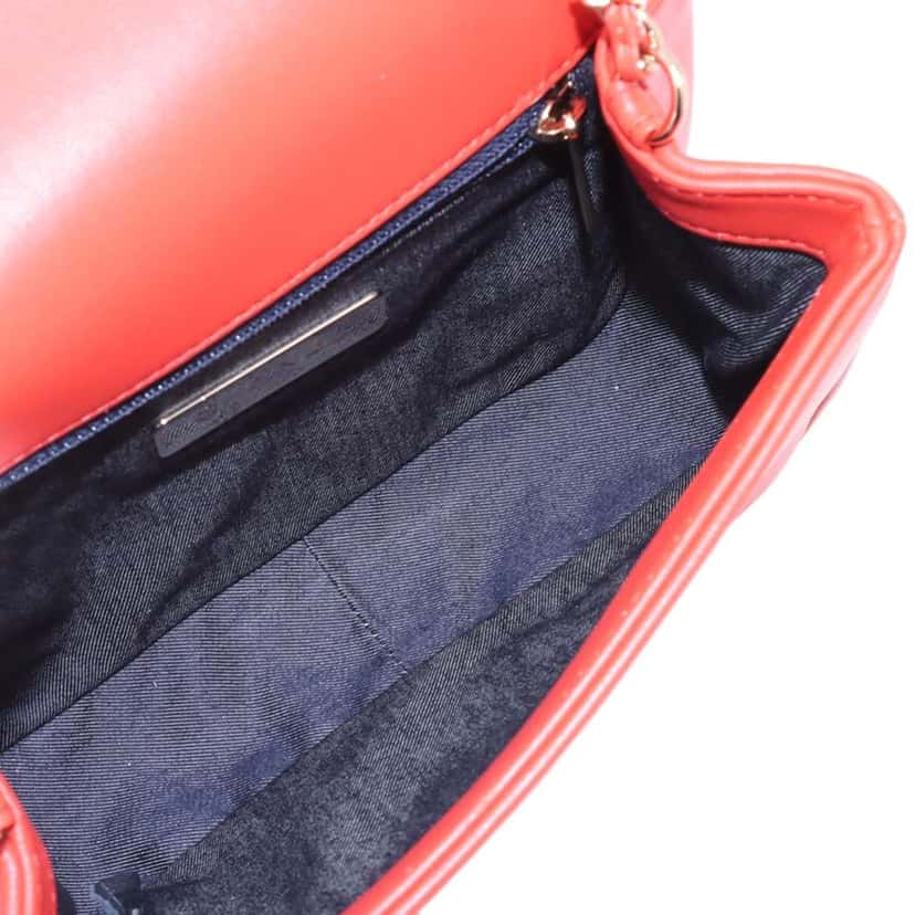 Chanel Lambskin CC Mania Flap Red Leather Good condition - Inside View