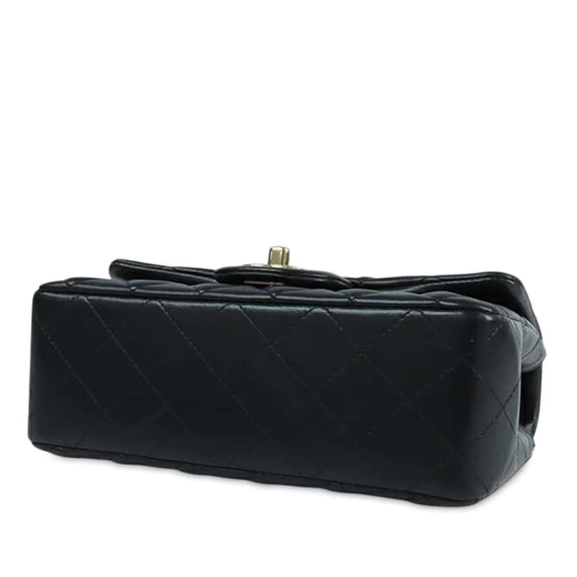 Chanel Mini Rectangular Classic Lambskin Single Flap Black Leather Good condition - Inside View