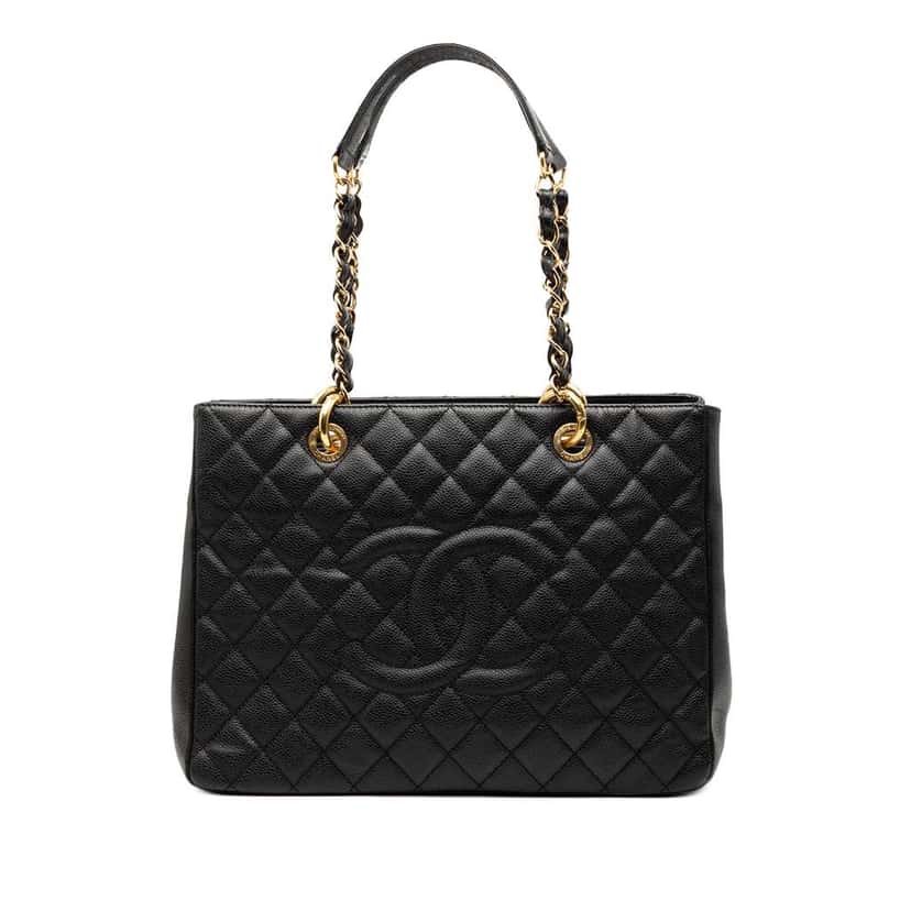 Chanel Caviar Grand Shopping Tote Black Leather Good condition - Front View