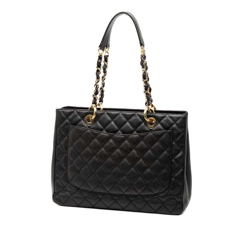 Chanel Caviar Grand Shopping Tote Black Leather Good condition - Back View