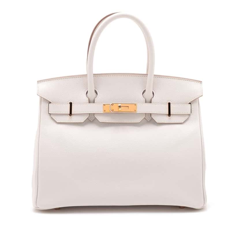 Hermès Epsom Birkin Retourne 30 White Leather Good condition - Front View
