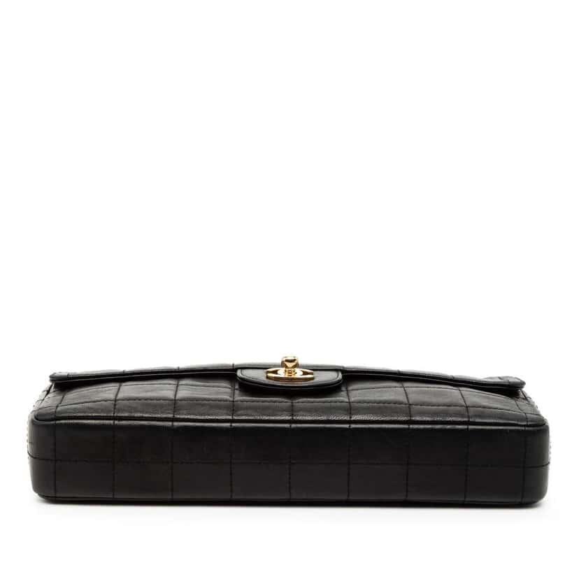 Chanel CC Choco Bar Lambskin Turnlock East West Flap Black Leather Good condition - Inside View