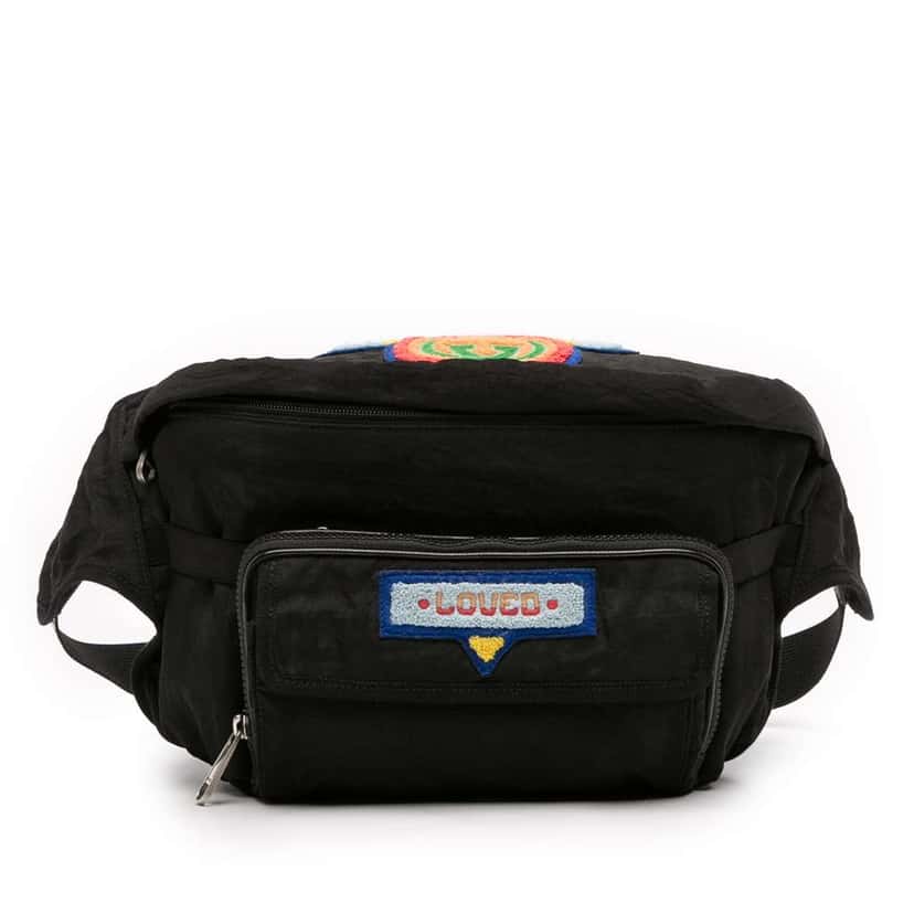 Gucci Nylon 80s Patch Convertible Belt Bag Black Good condition - Front View