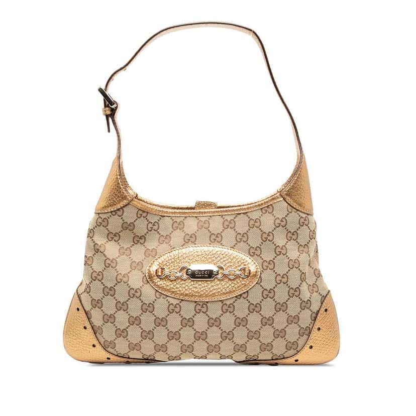 Gucci GG Canvas Punch Shoulder Bag Brown Canvas Good condition - Front View