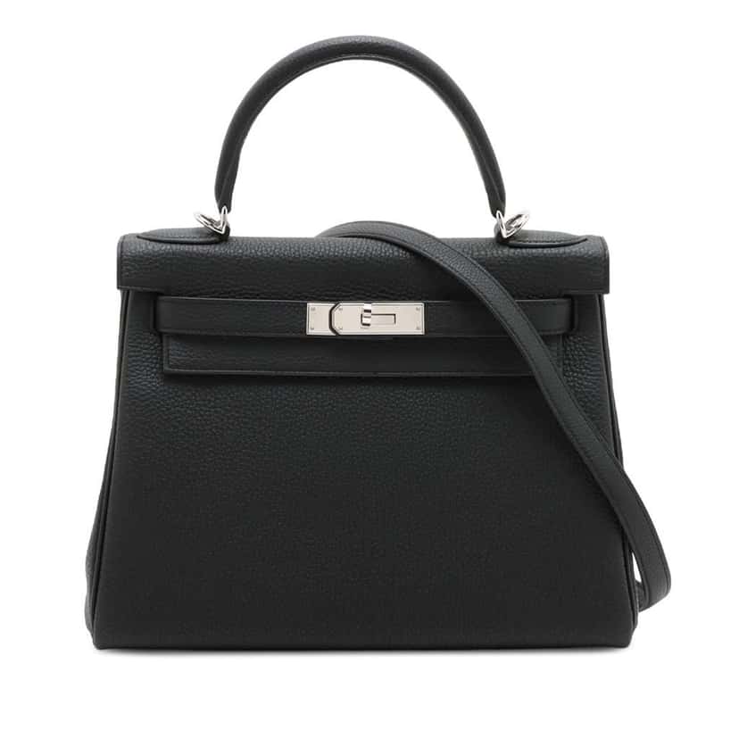 Hermès Togo Kelly II Retourne 28 Black Leather Good condition - Front View