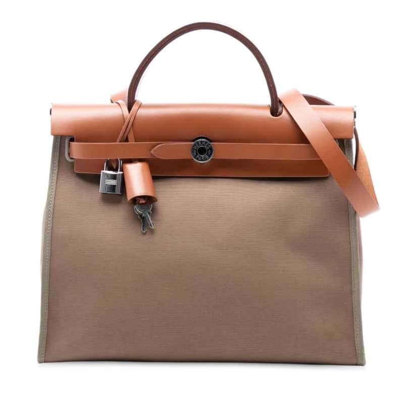 Hermès Toile Herbag Zip 31 Brown Canvas Good condition - Front View