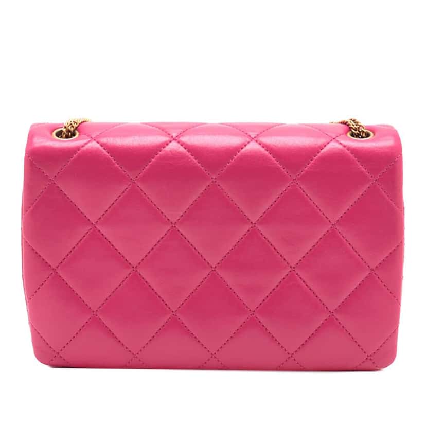 Chanel Small Quilted Lambskin On And On Chain Flap Pink Leather Good condition - Back View