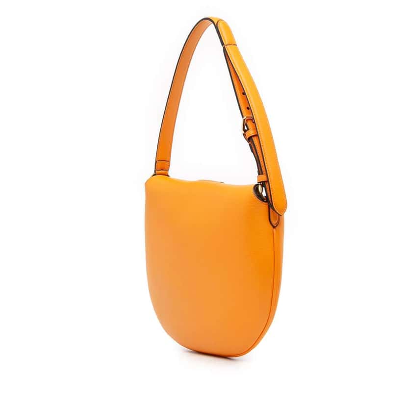 Fendi Small Leather Croissant Hobo Bag Orange Leather Very good condition - Back View